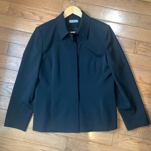 Kate Hill Button Front Collared Black Blazer